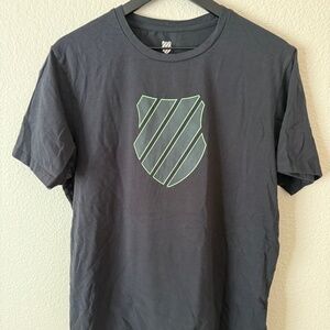 K-Swiss Black Men's Tee Shirt Green Logo Size XL